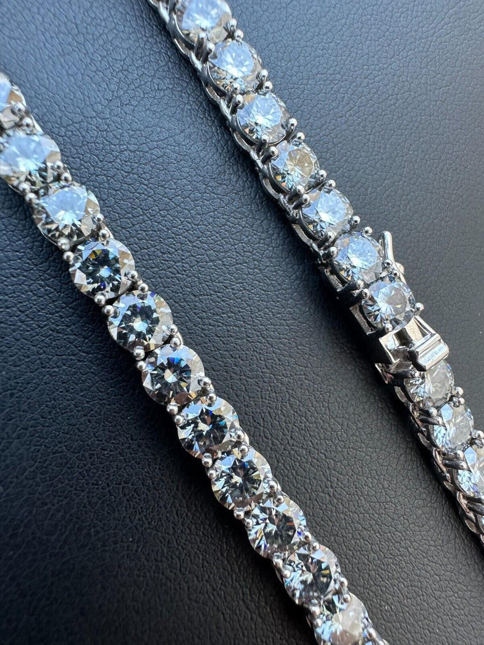 Blue Gray MOISSANITE Tennis Chain Necklace Iced Out - 925 Silver - 5mm - 16"-28"
