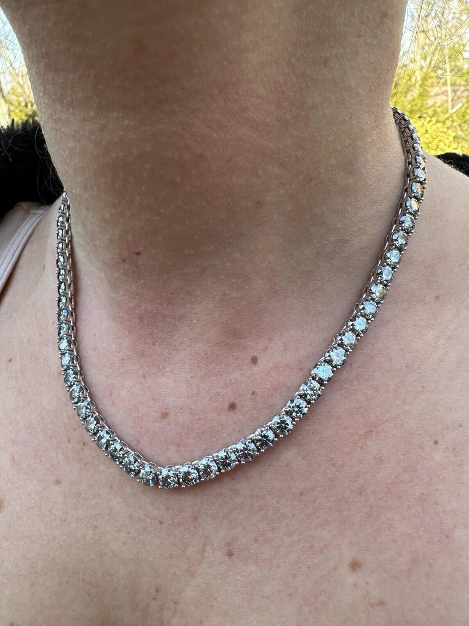 Blue Gray MOISSANITE Tennis Chain Necklace Iced Out - 925 Silver - 5mm - 16"-28"