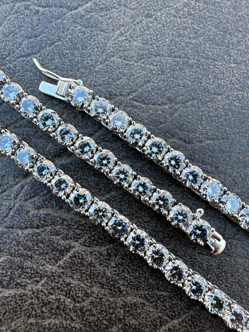 Blue Gray MOISSANITE Tennis Chain Necklace Iced Out - 925 Silver - 5mm - 16"-28"