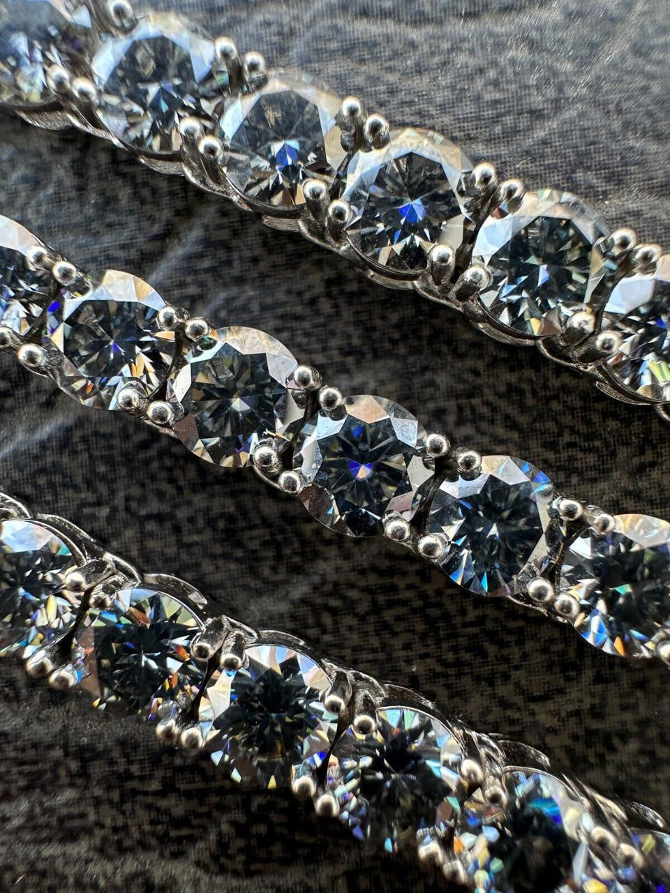 Blue Gray MOISSANITE Tennis Chain Necklace Iced Out - 925 Silver - 5mm - 16"-28"
