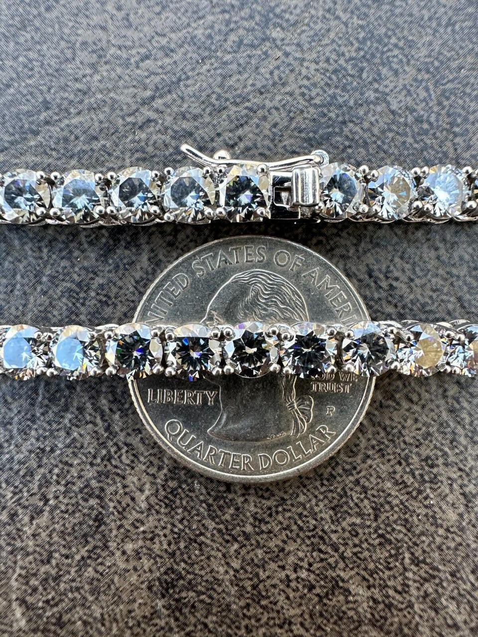 Blue Gray MOISSANITE Tennis Chain Necklace Iced Out - 925 Silver - 5mm - 16"-28"