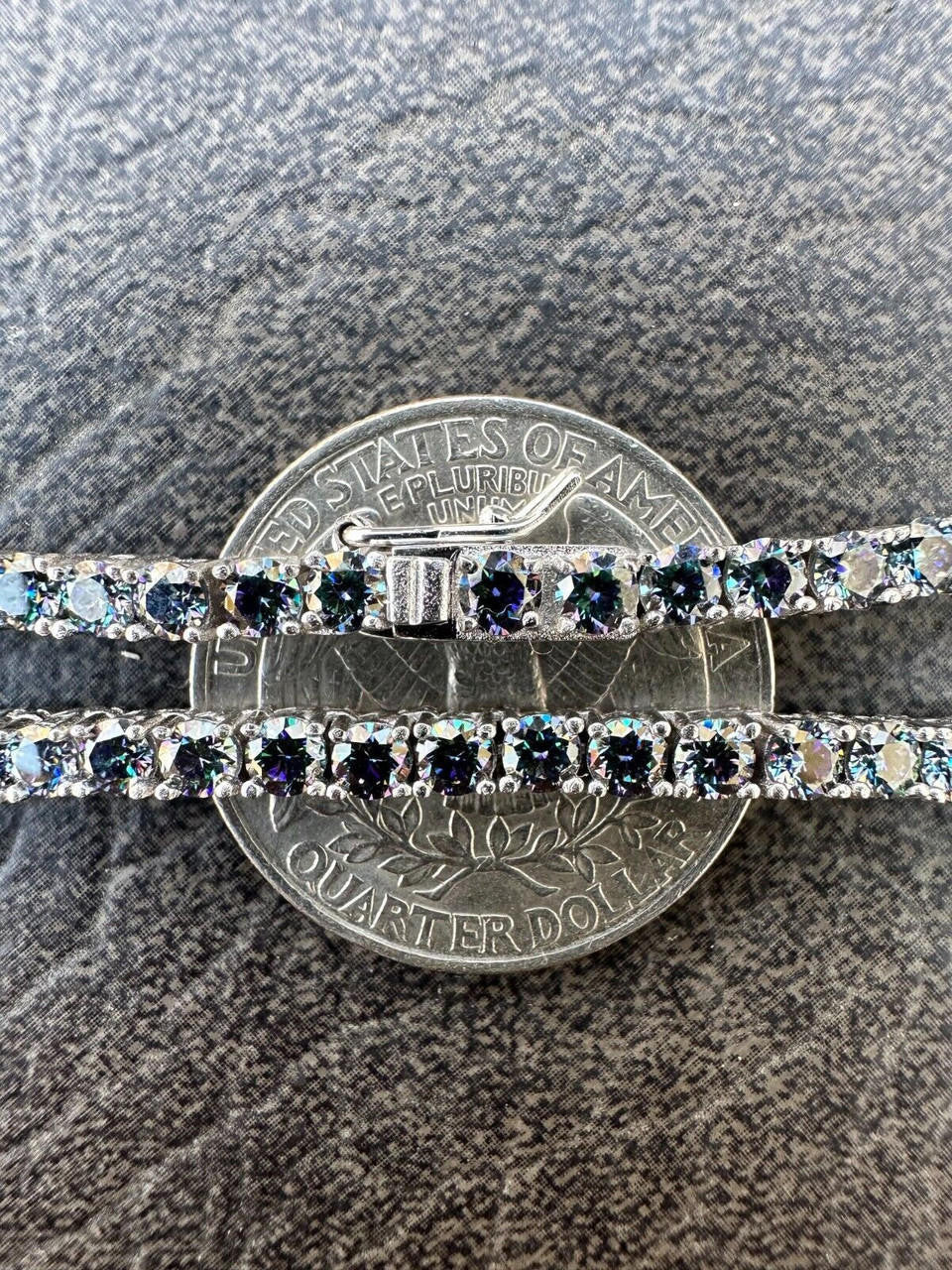 Blue MOISSANITE Tennis Chain Necklace Iced Out - 925 Silver - 3mm - 16"-28"