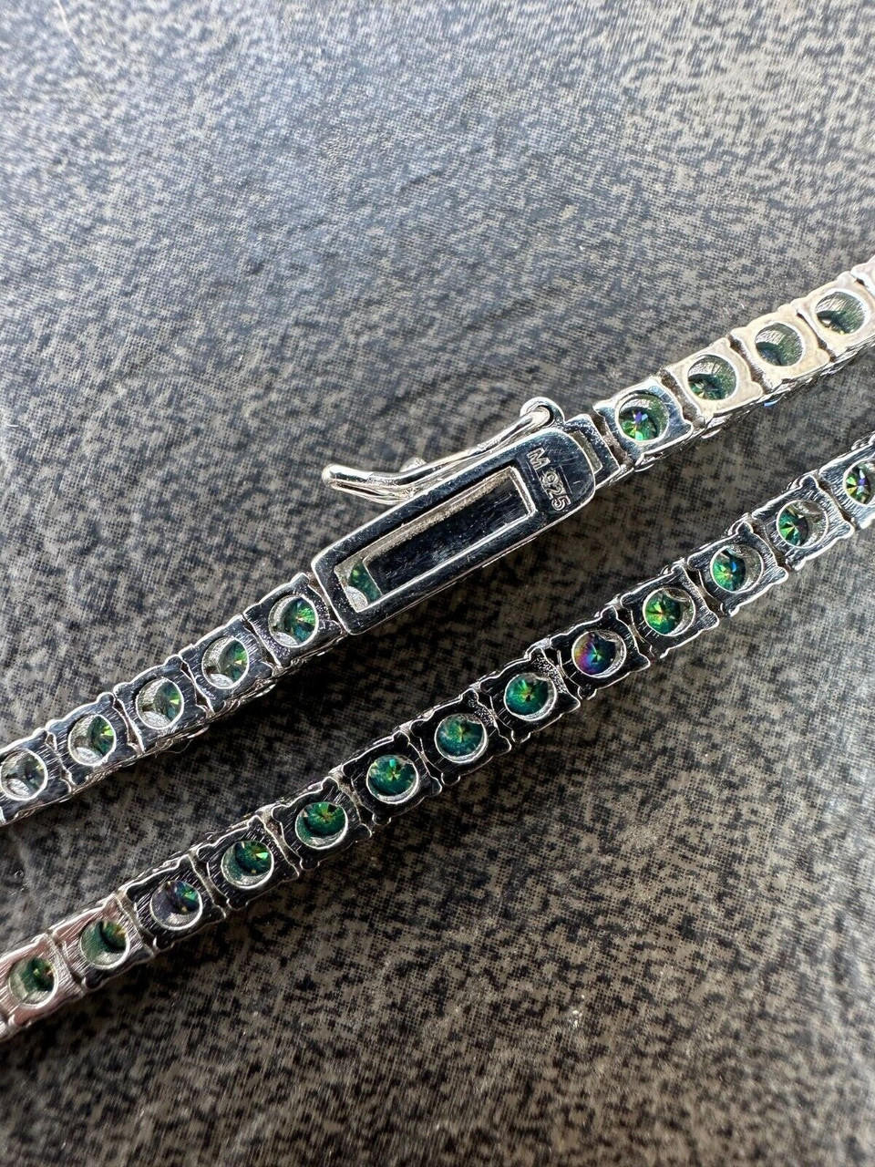 Blue MOISSANITE Tennis Chain Necklace Iced Out - 925 Silver - 3mm - 16"-28"