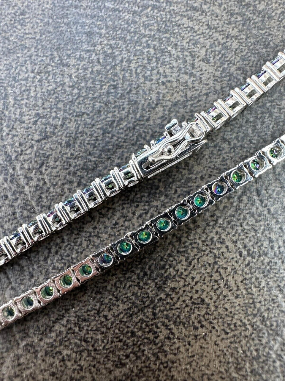 Blue MOISSANITE Tennis Chain Necklace Iced Out - 925 Silver - 3mm - 16"-28"