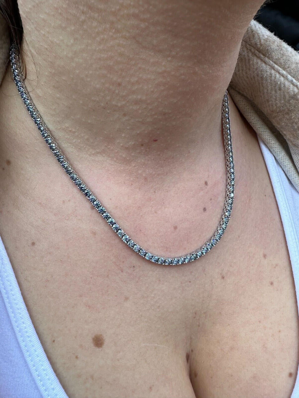 Blue MOISSANITE Tennis Chain Necklace Iced Out - 925 Silver - 3mm - 16"-28"