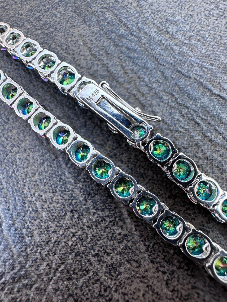 Blue MOISSANITE Tennis Chain Necklace Iced Out - 925 Silver - 5mm - 16"-28"