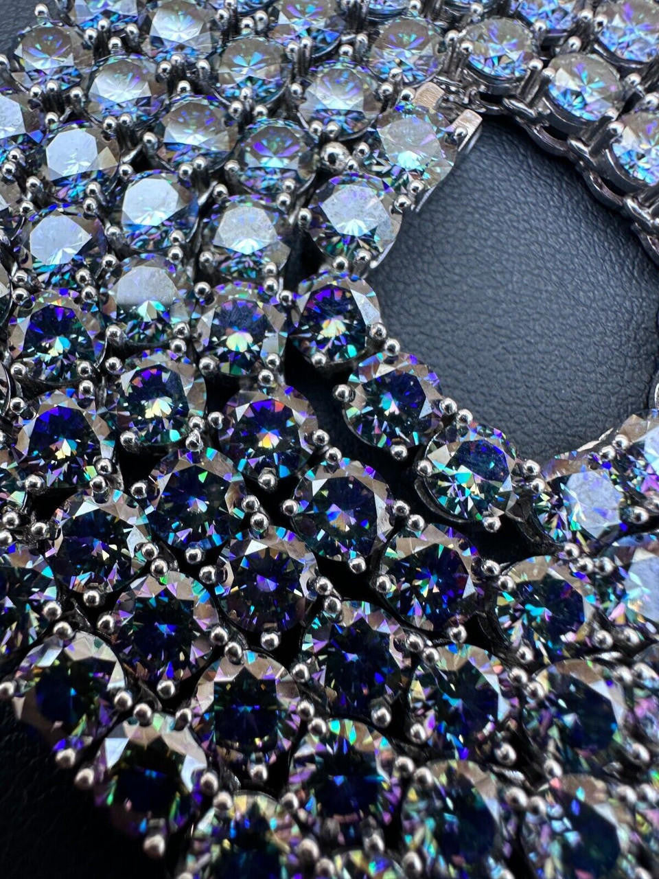 Blue MOISSANITE Tennis Chain Necklace Iced Out - 925 Silver - 5mm - 16"-28"