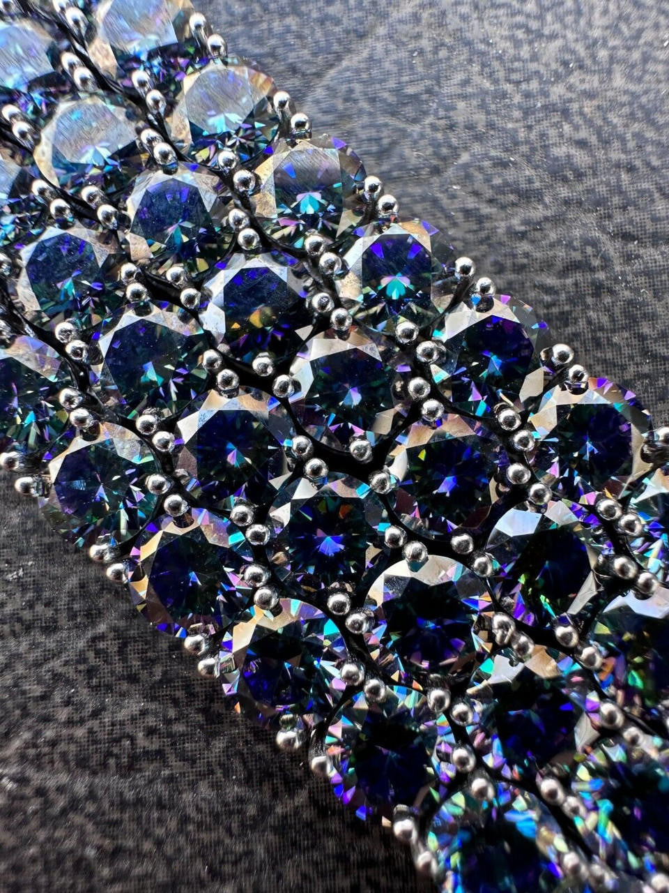 Blue MOISSANITE Tennis Chain Necklace Iced Out - 925 Silver - 5mm - 16"-28"