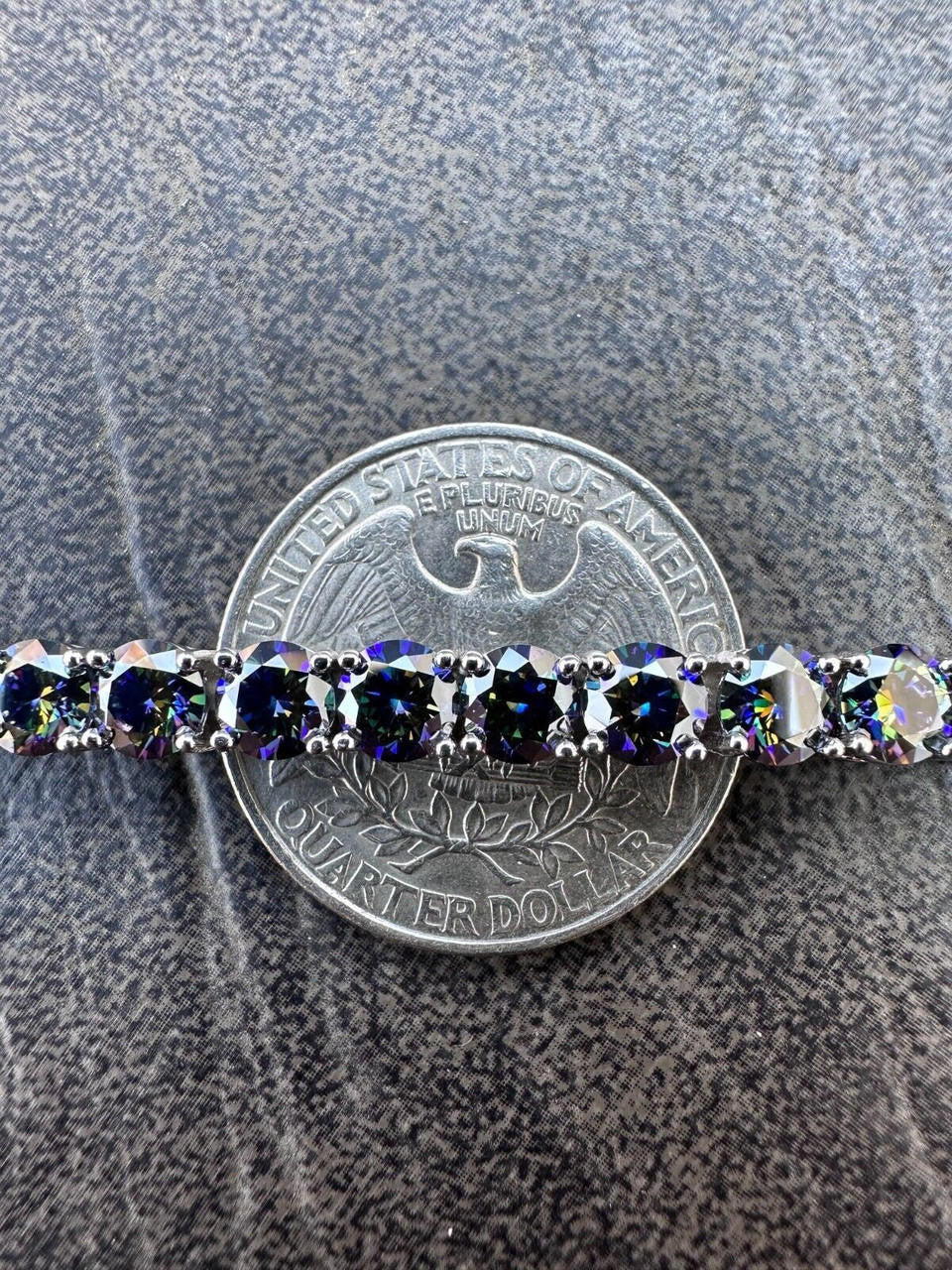 Blue MOISSANITE Tennis Chain Necklace Iced Out - 925 Silver - 5mm - 16"-28"