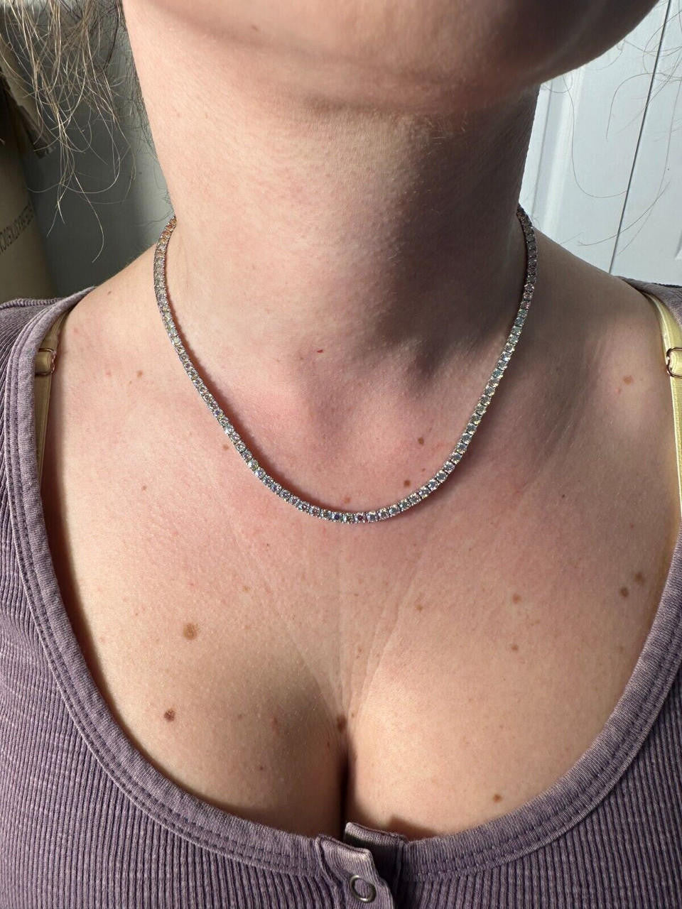 Opal Rainbow MOISSANITE Tennis Chain Necklace Iced Out - 925 Silver - 3mm - 16"-28"