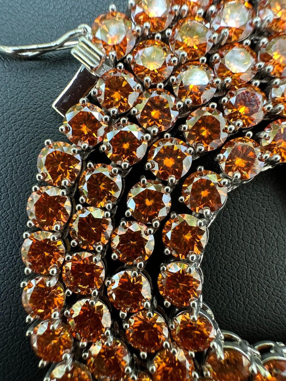Orange MOISSANITE Tennis Chain Necklace Iced Out - 925 Silver - 5mm - 16"-28"