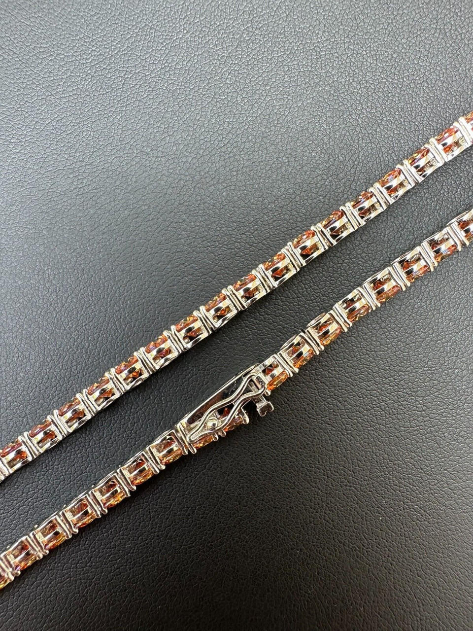 Orange MOISSANITE Tennis Chain Necklace Iced Out - 925 Silver - 5mm - 16"-28"