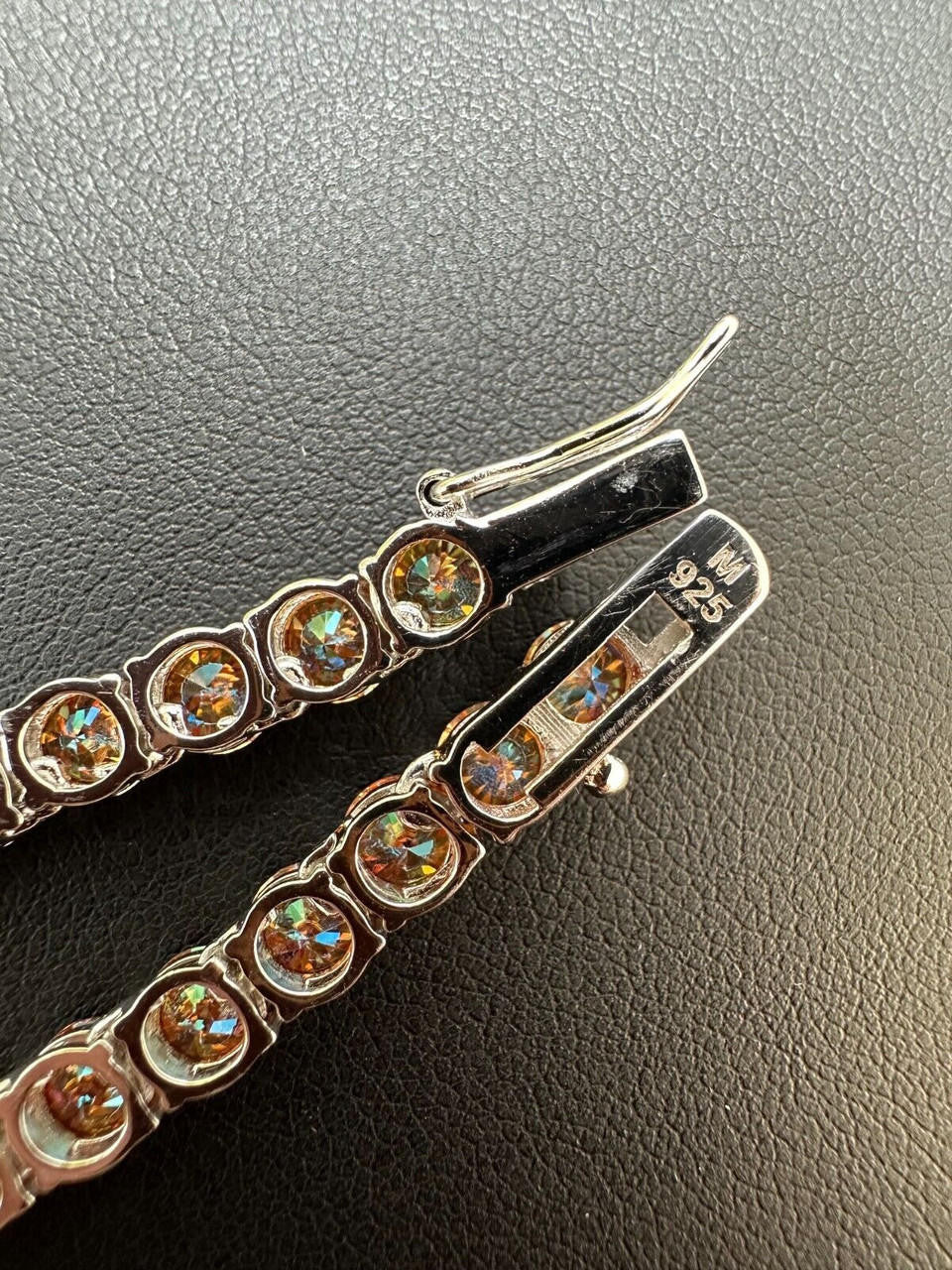 Orange MOISSANITE Tennis Chain Necklace Iced Out - 925 Silver - 5mm - 16"-28"