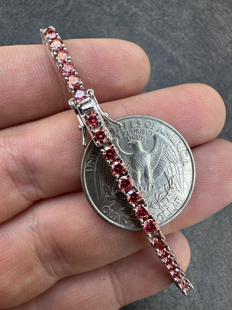 Pink MOISSANITE Tennis Chain Necklace Iced Out - 925 Silver - 3mm - 16"-28"