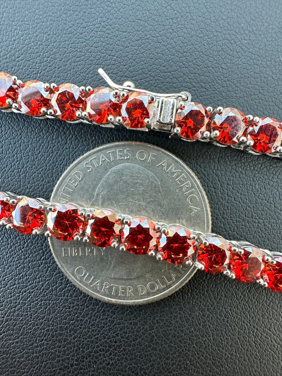 Ruby Red MOISSANITE Tennis Chain Necklace Iced Out - 925 Silver - 5mm - 16"-28"