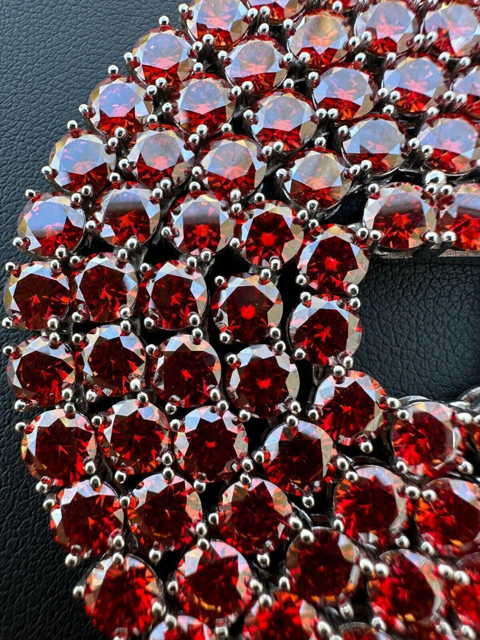 Ruby Red MOISSANITE Tennis Chain Necklace Iced Out - 925 Silver - 5mm - 16"-28"