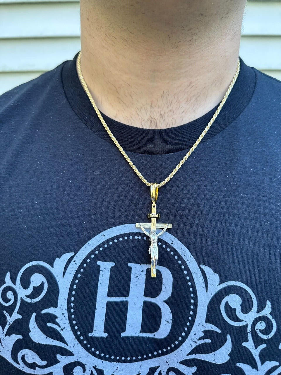Mens Cross Jesus Piece Crucifix Pendant - 14k Gold Vermeil Or 925 Silver - Large 2.75"