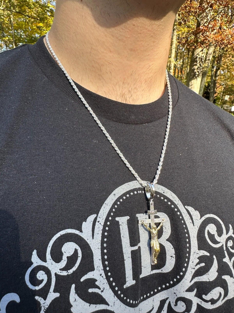 Mens Cross Jesus Piece Crucifix Pendant - 14k Gold Vermeil Or 925 Silver - Large 2.75"