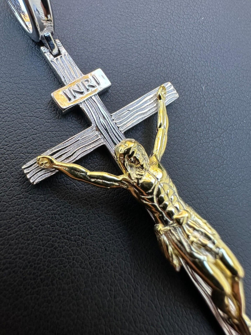 Mens Cross Jesus Piece Crucifix Pendant - 14k Gold Vermeil Or 925 Silver - Large 2.75"