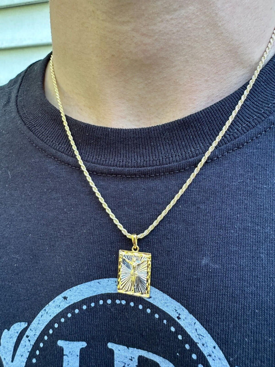 Cross Jesus Medallion Pendant - 14k Gold Vermeil Or 925 Silver - Small 1"