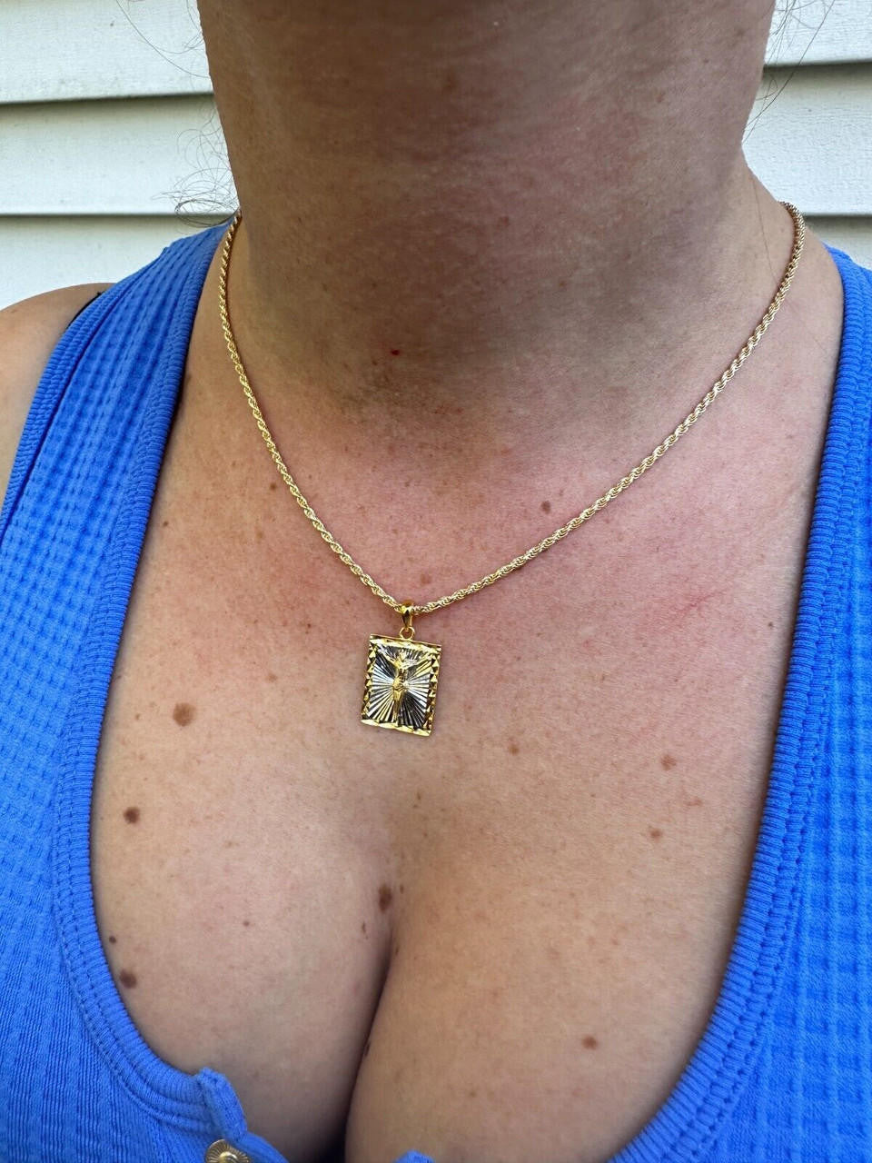 Cross Jesus Medallion Pendant - 14k Gold Vermeil Or 925 Silver - Small 1"