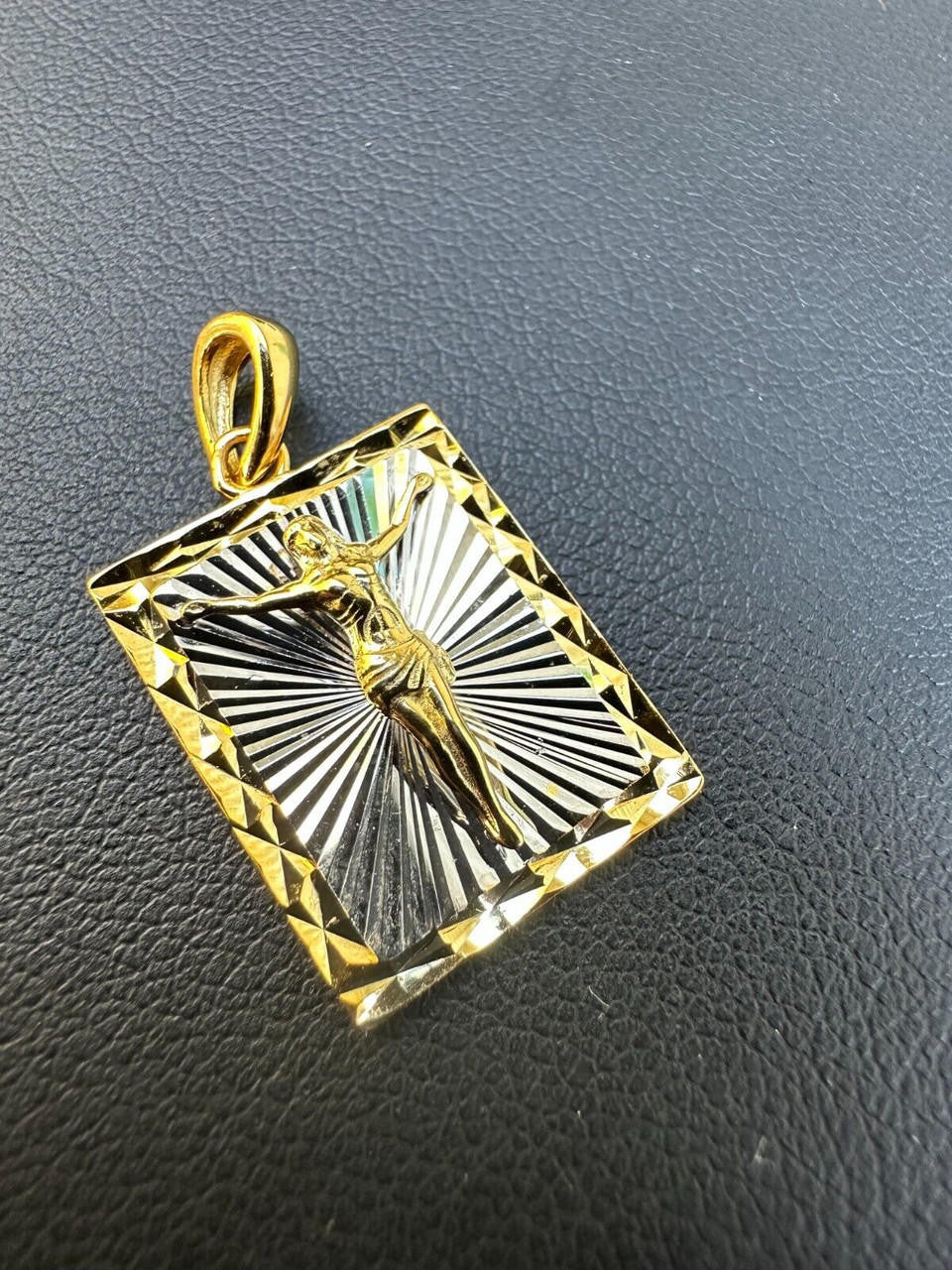 Cross Jesus Medallion Pendant - 14k Gold Vermeil Or 925 Silver - Small 1"