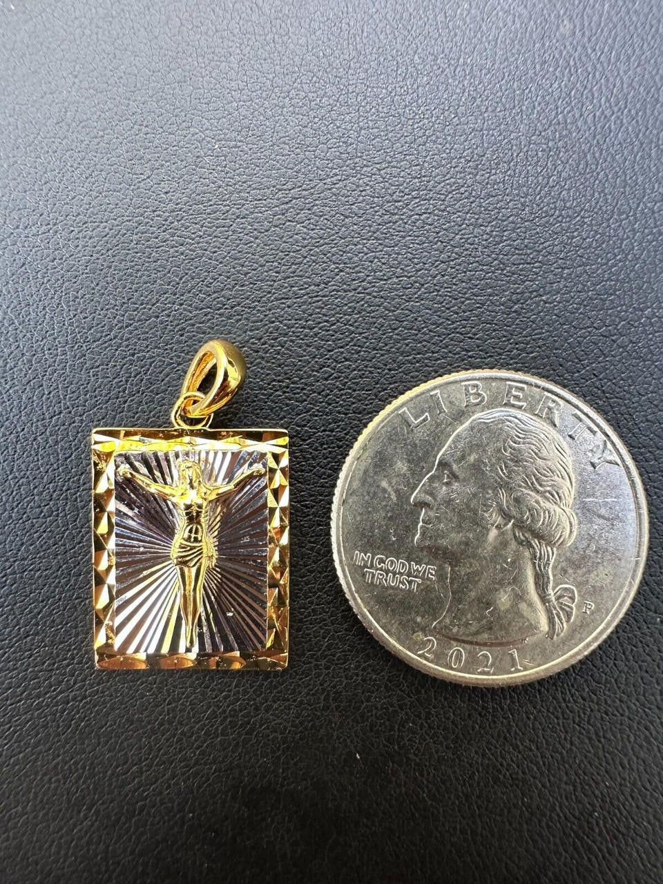 Cross Jesus Medallion Pendant - 14k Gold Vermeil Or 925 Silver - Small 1"