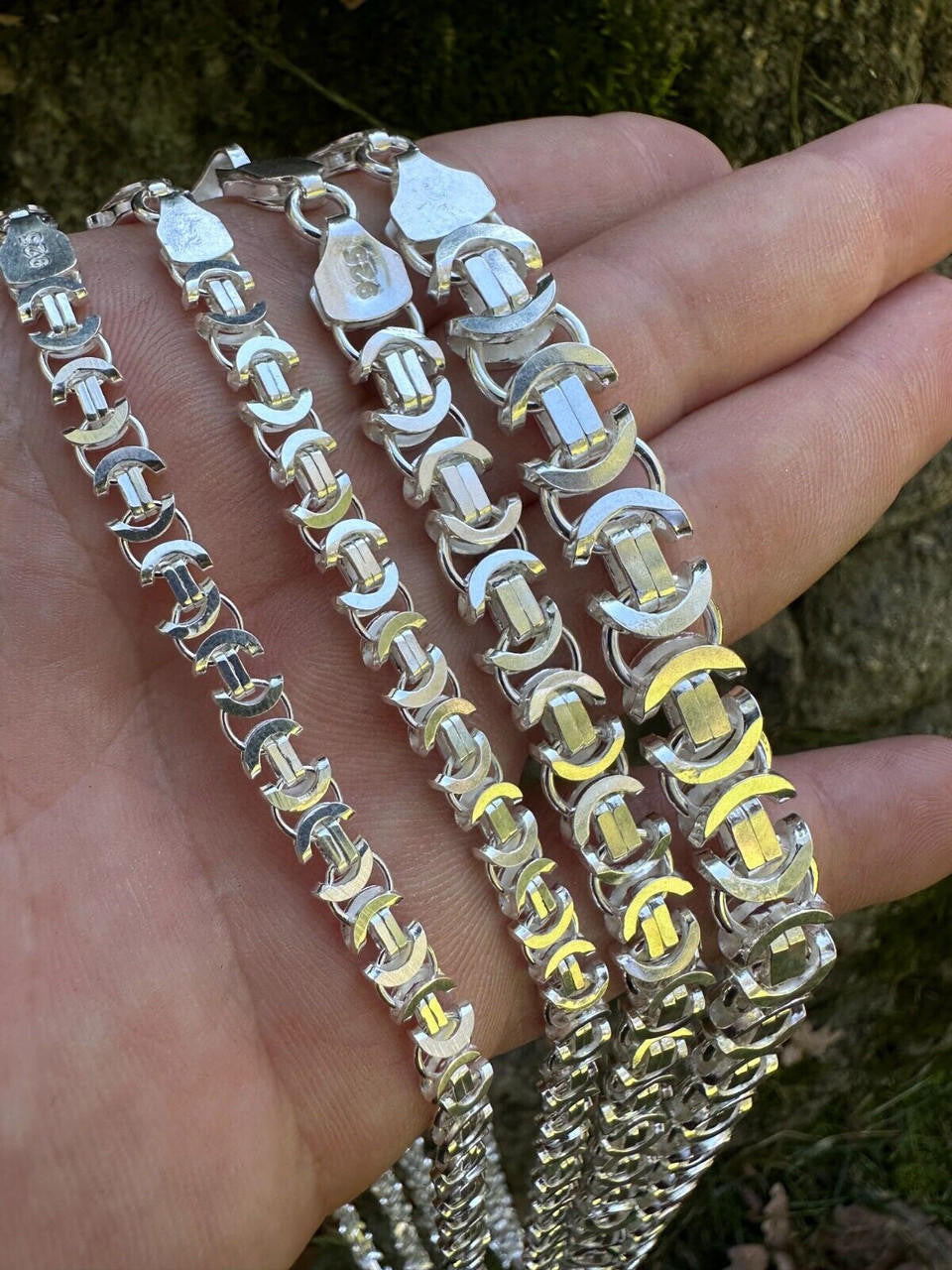 Flat Byzantine Link Chain Necklace Or Bracelet - 925 Sterling Silver - 7"-30" - 5mm-10mm