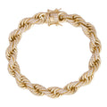 Rope Bracelet Iced Out CZ Stones - 14k Gold Vermeil 925 Silver - 9mm - 7.5"-8.5"