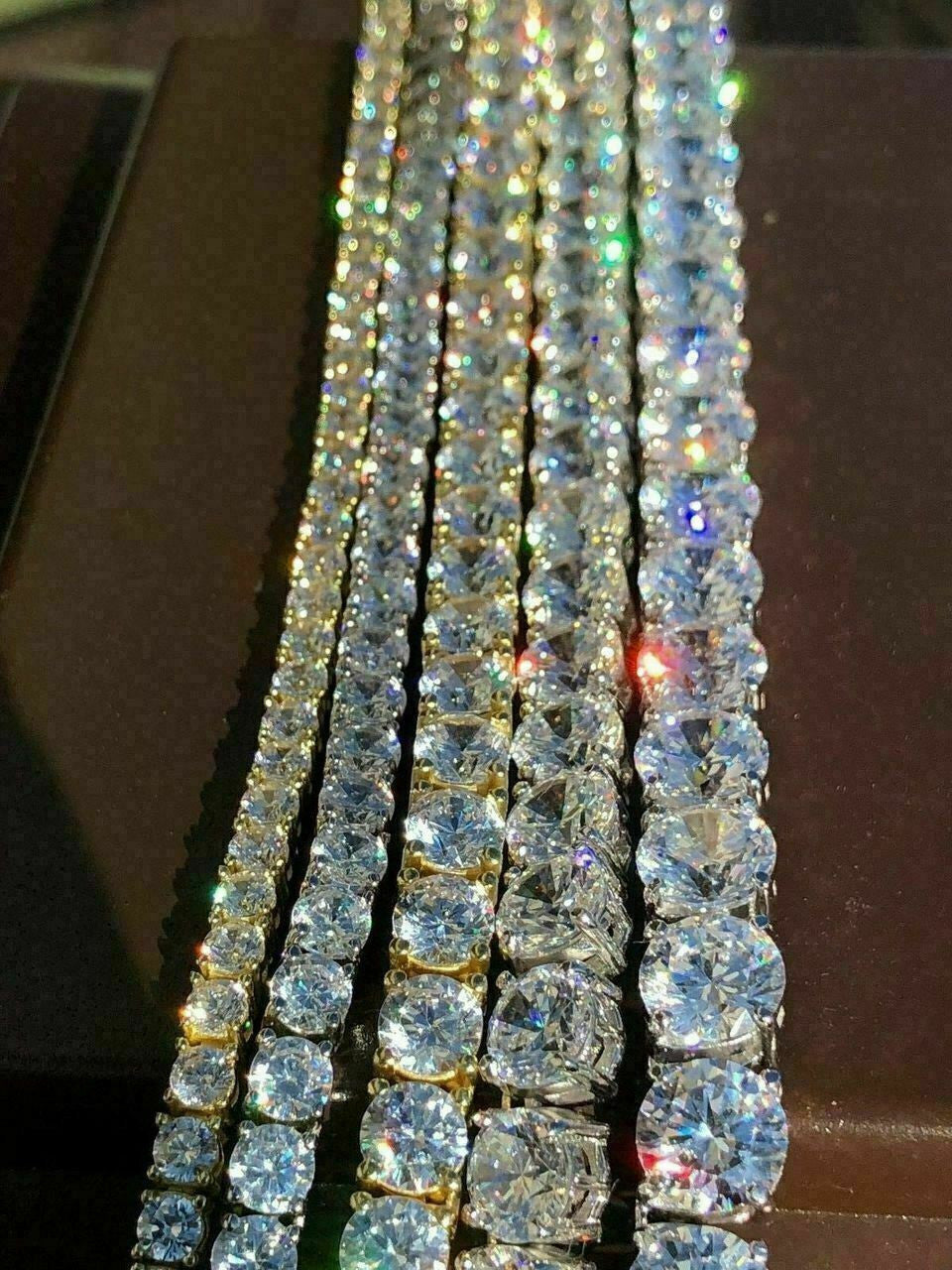 MOISSANITE #1 BESTSELLER Tennis Chain Necklace Iced Out - 14k Gold Vermeil, Rose Gold Vermeil Or 925 Silver - 3mm-7mm - 16"-30"