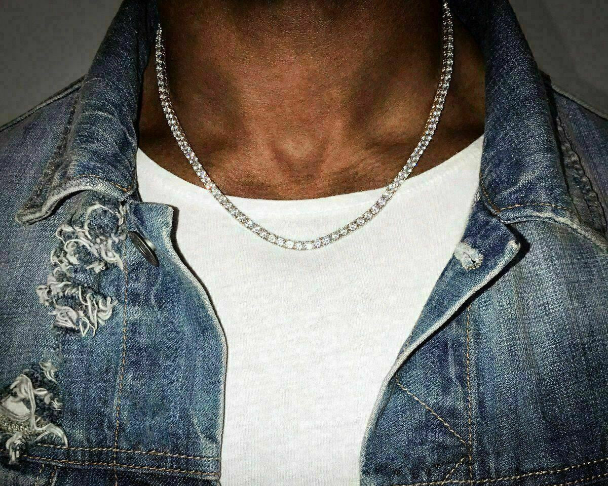 MOISSANITE #1 BESTSELLER Tennis Chain Necklace Iced Out - 14k Gold Vermeil, Rose Gold Vermeil Or 925 Silver - 3mm-7mm - 16"-30"