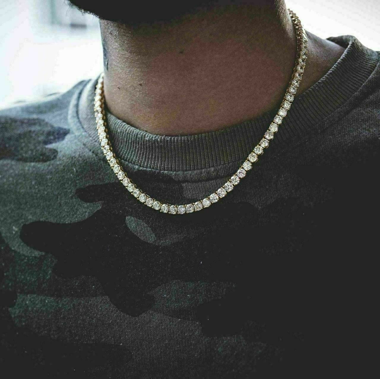MOISSANITE #1 BESTSELLER Tennis Chain Necklace Iced Out - 14k Gold Vermeil, Rose Gold Vermeil Or 925 Silver - 3mm-7mm - 16"-30"
