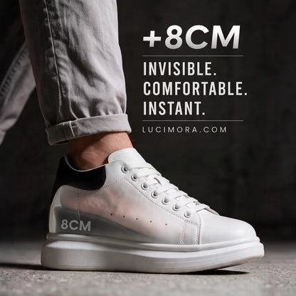 GREDOS — Zapatilla blanca minimalista con alza de 8 cm