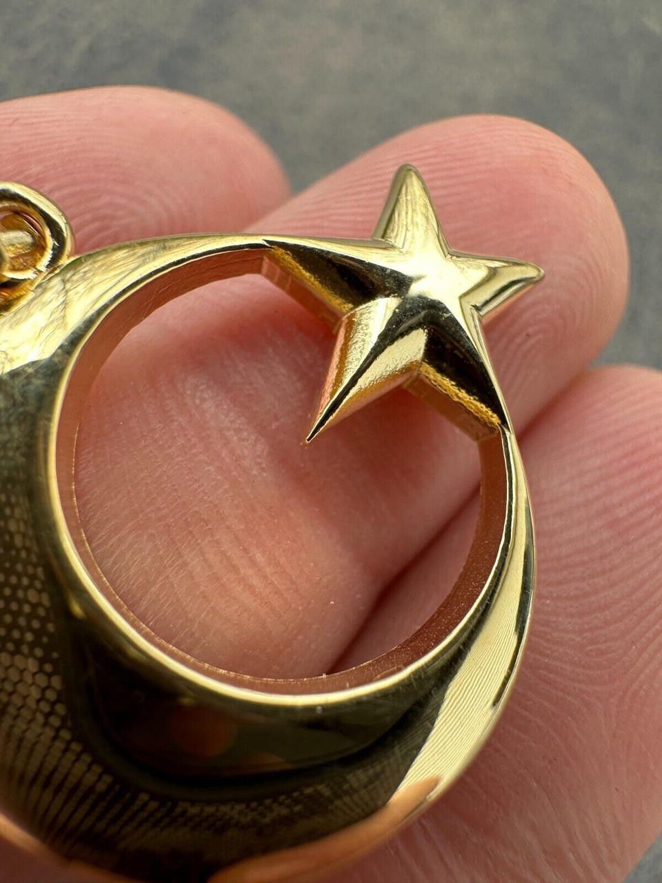 Crescent Moon & Star Islam Pendant - 14k Gold Vermeil Or 925 Silver - Small 1"