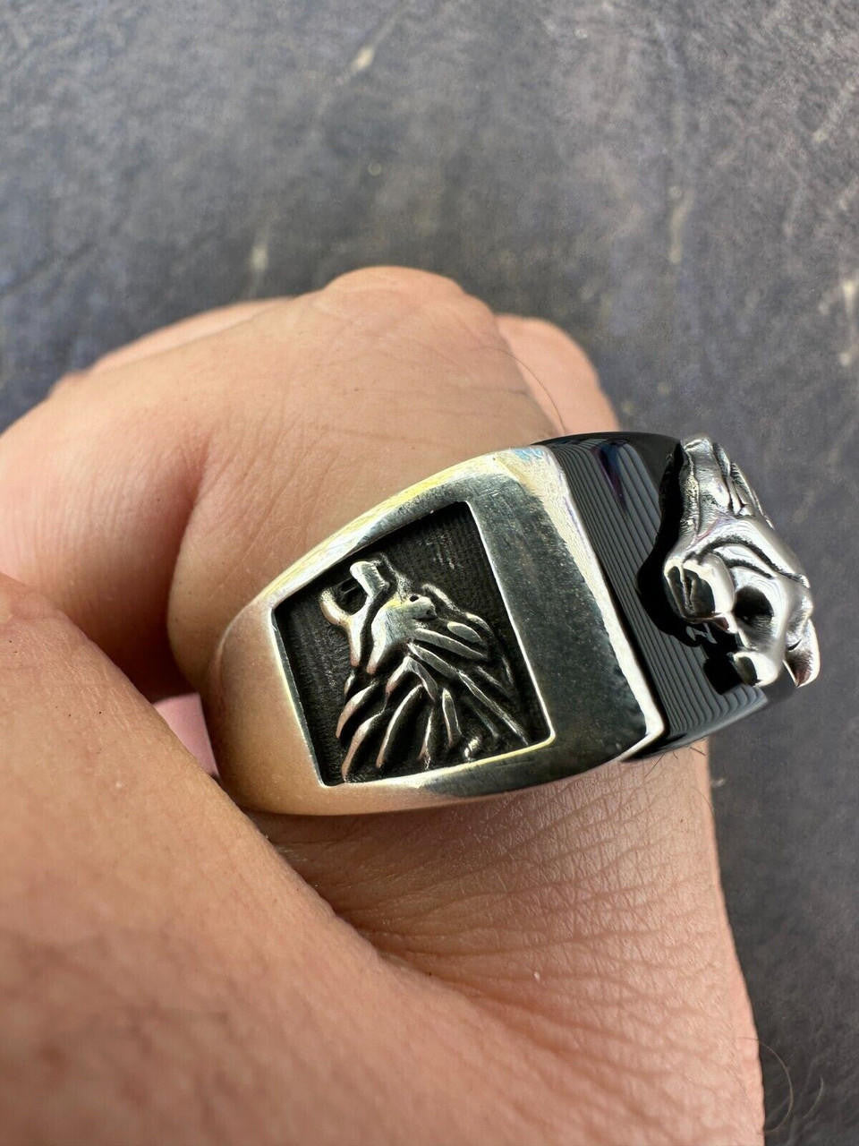 Nothern Spirits Wolf Ring - 925 Silver Oxidized - Plain
