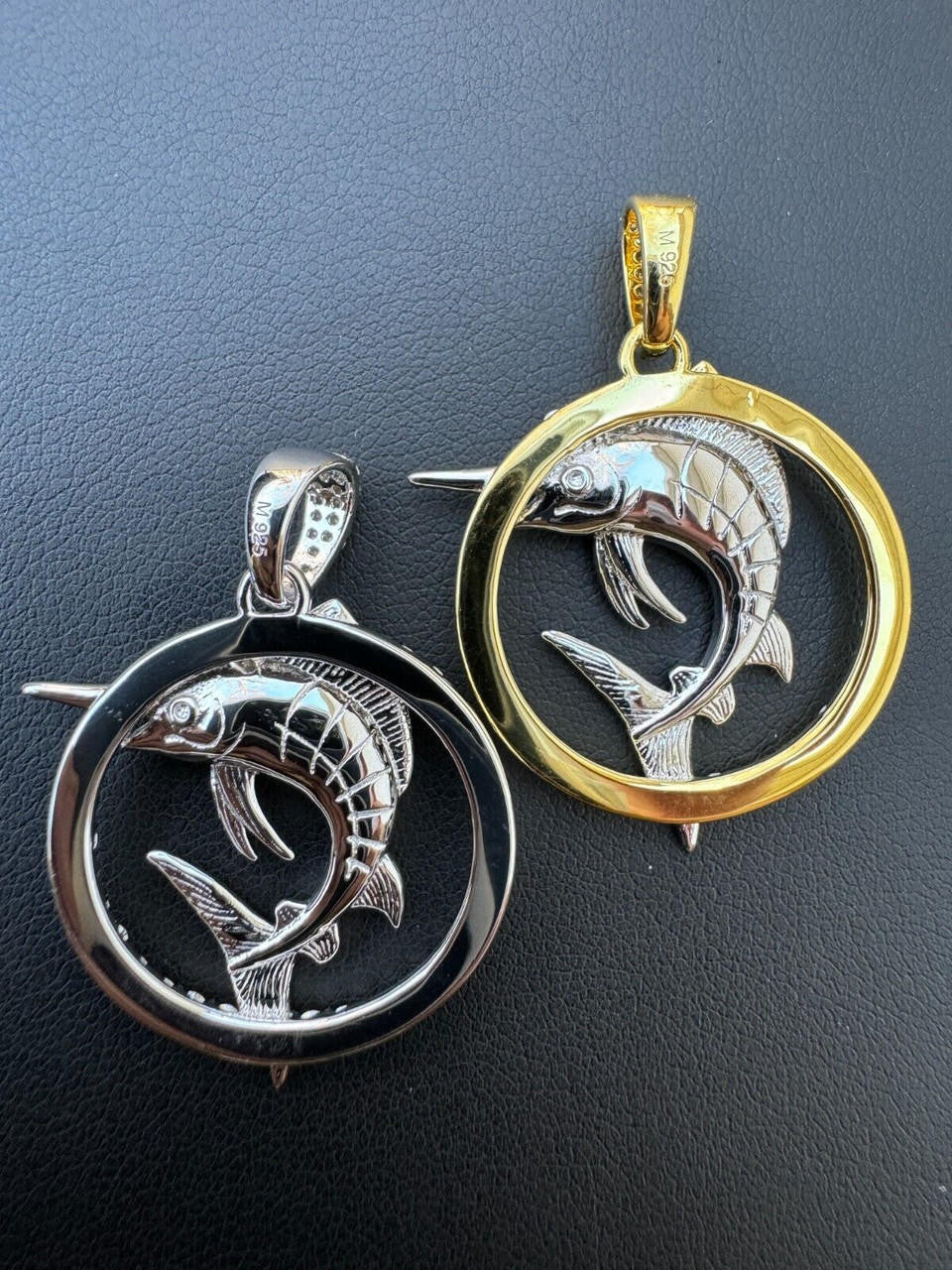 MOISSANITE Swordfish Marlin Iced Out Pendant - 14k Gold Vermeil Or 925 Silver - Small 1.25"