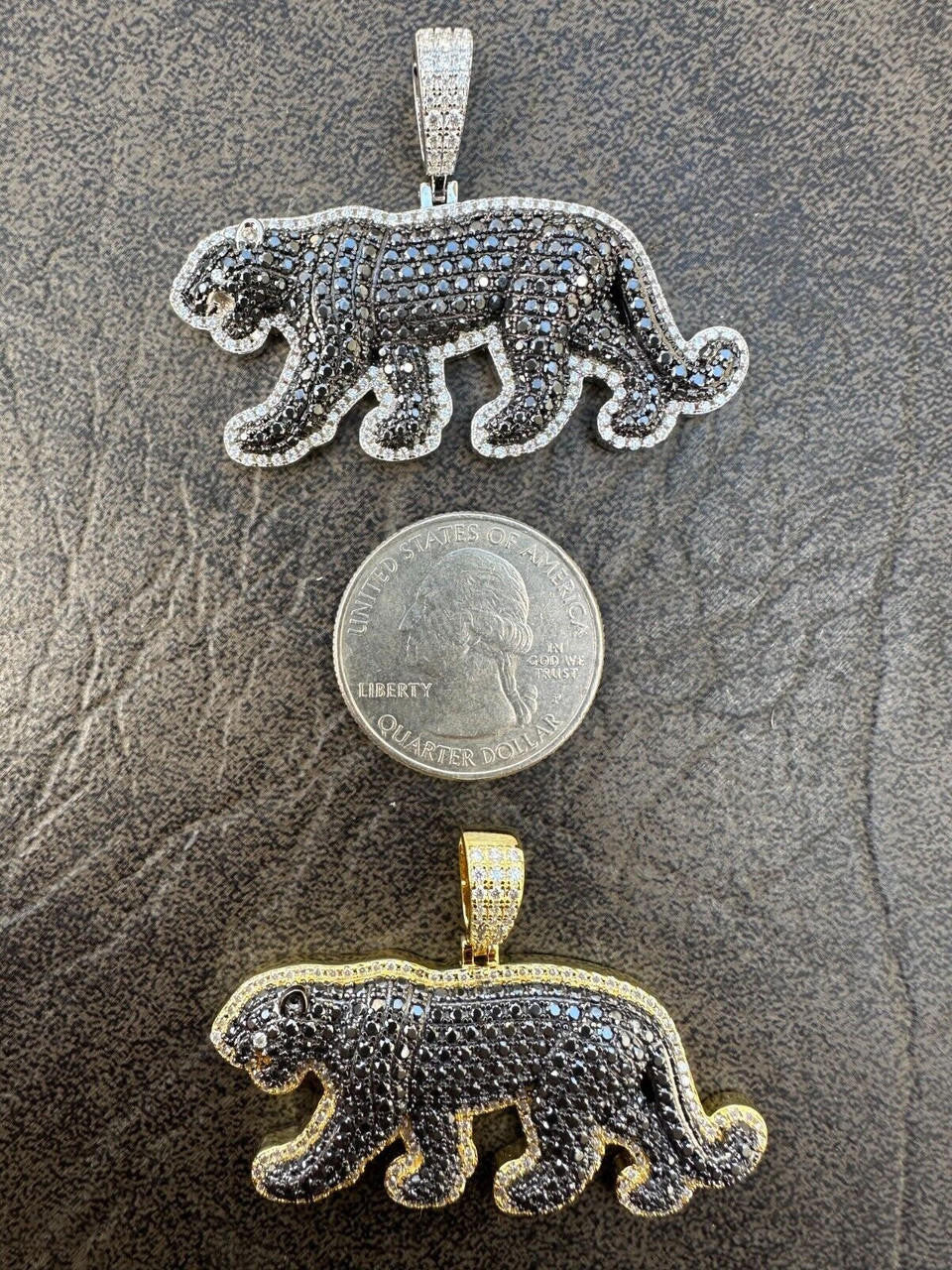 MOISSANITE Black Panther Pendant - 14k Gold Vermeil Or 925 Silver - Small 1.5"