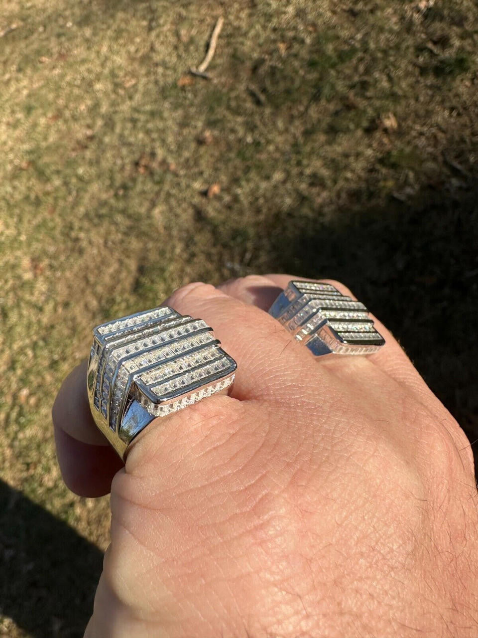 MOISSANITE Large Baguette Modern Ring - 925 Silver