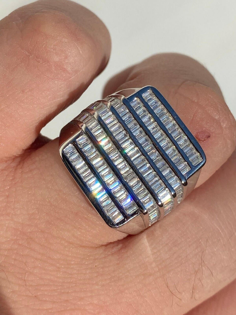 MOISSANITE Large Baguette Modern Ring - 925 Silver