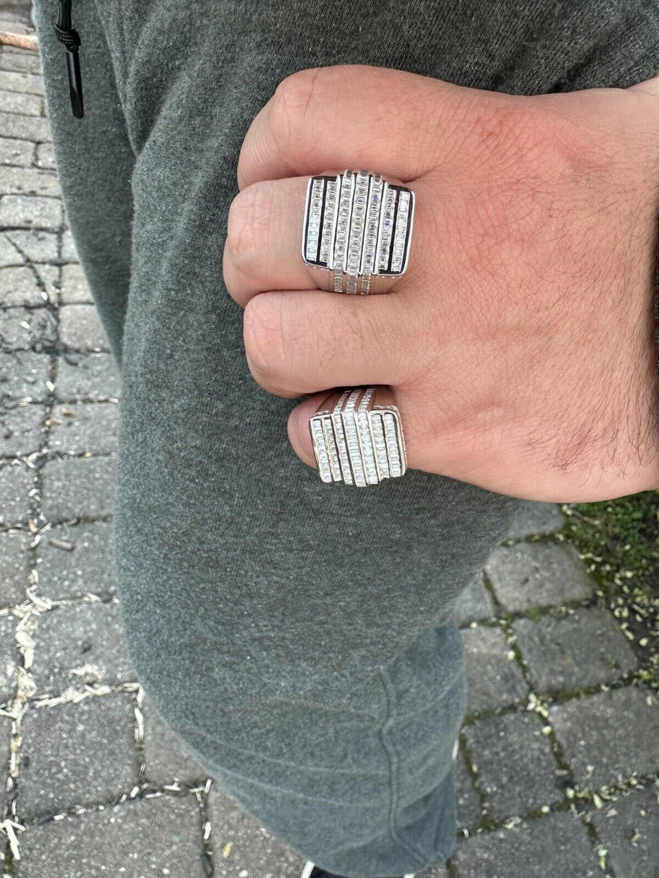 MOISSANITE Large Baguette Modern Ring - 925 Silver
