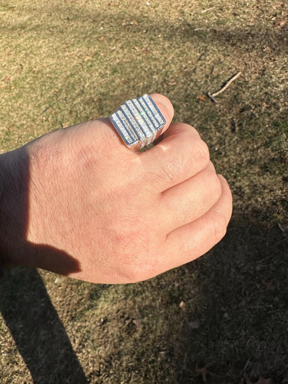MOISSANITE Large Baguette Modern Ring - 925 Silver
