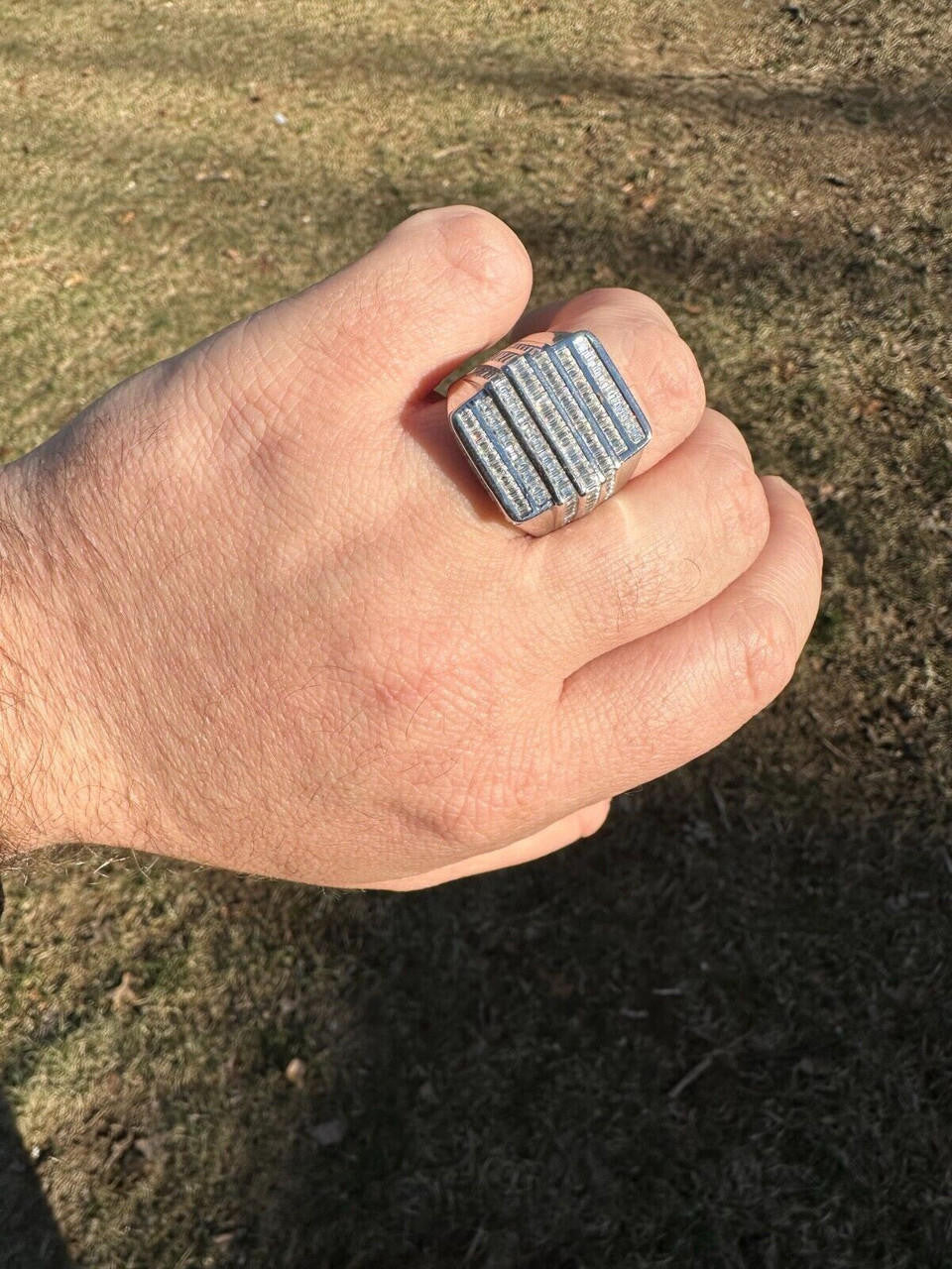 MOISSANITE Large Baguette Modern Ring - 925 Silver