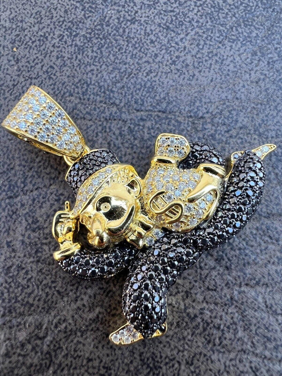 MOISSANITE Man Money Bag Iced Out Pendant - 14k Gold Vermeil Or 925 Silver - Small 1.5"