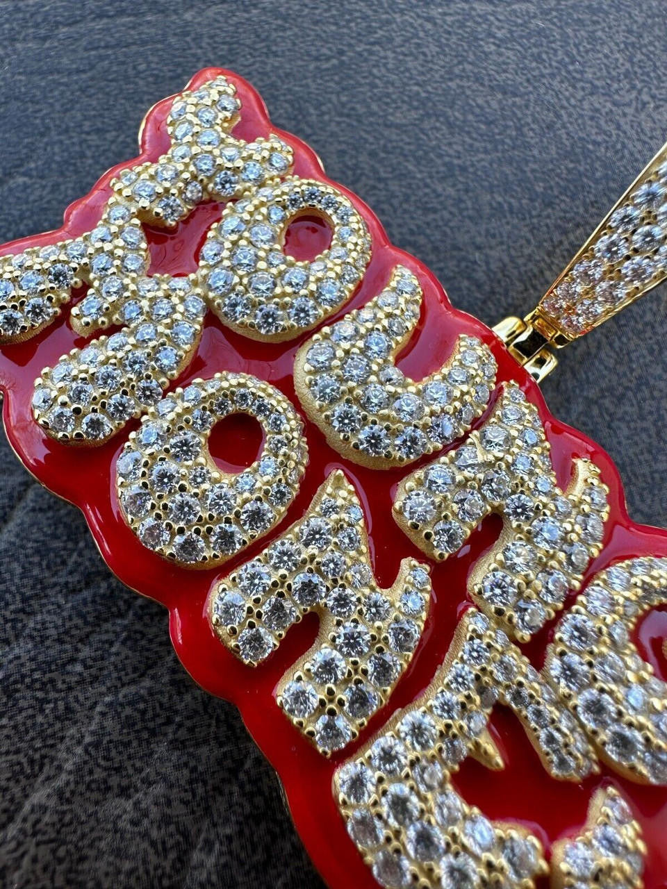 MOISSANITE YOUNG MONEY Hip Hop Pendant - 14k Gold Vermeil or 925 Silver - Large 2.5"
