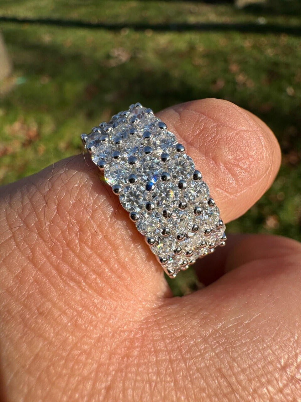 Moissanite Three Paths Iced Out Eternity Band Ring - 925 Silver