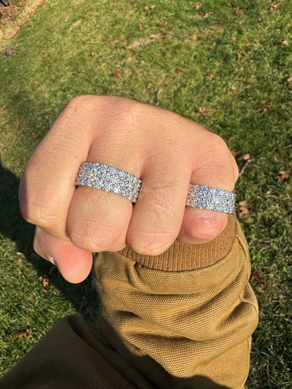 Moissanite Three Paths Iced Out Eternity Band Ring - 925 Silver