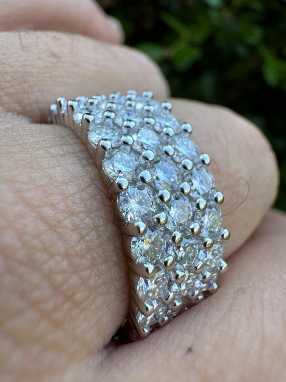 Moissanite Three Paths Iced Out Eternity Band Ring - 925 Silver