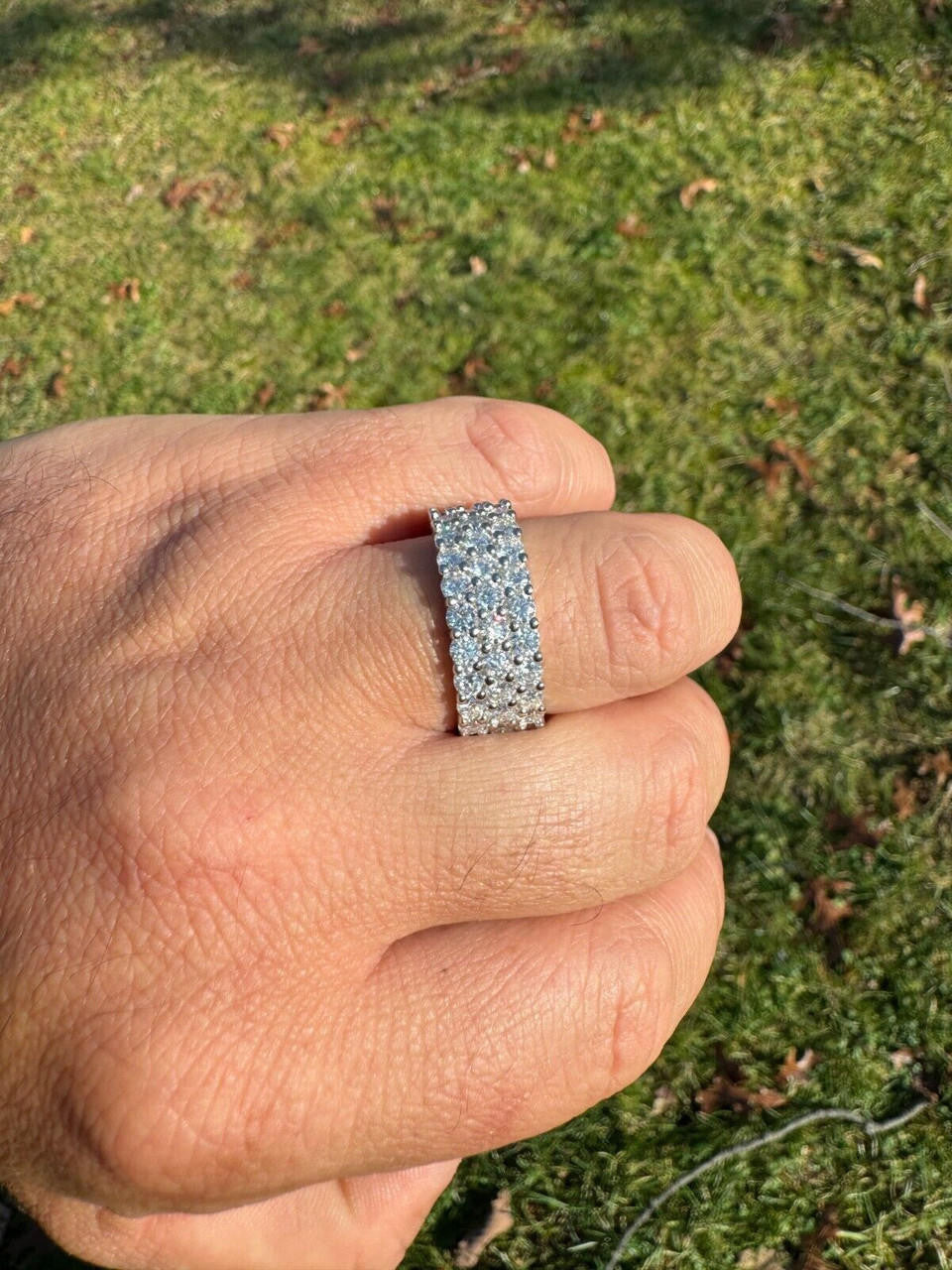 Moissanite Three Paths Iced Out Eternity Band Ring - 925 Silver