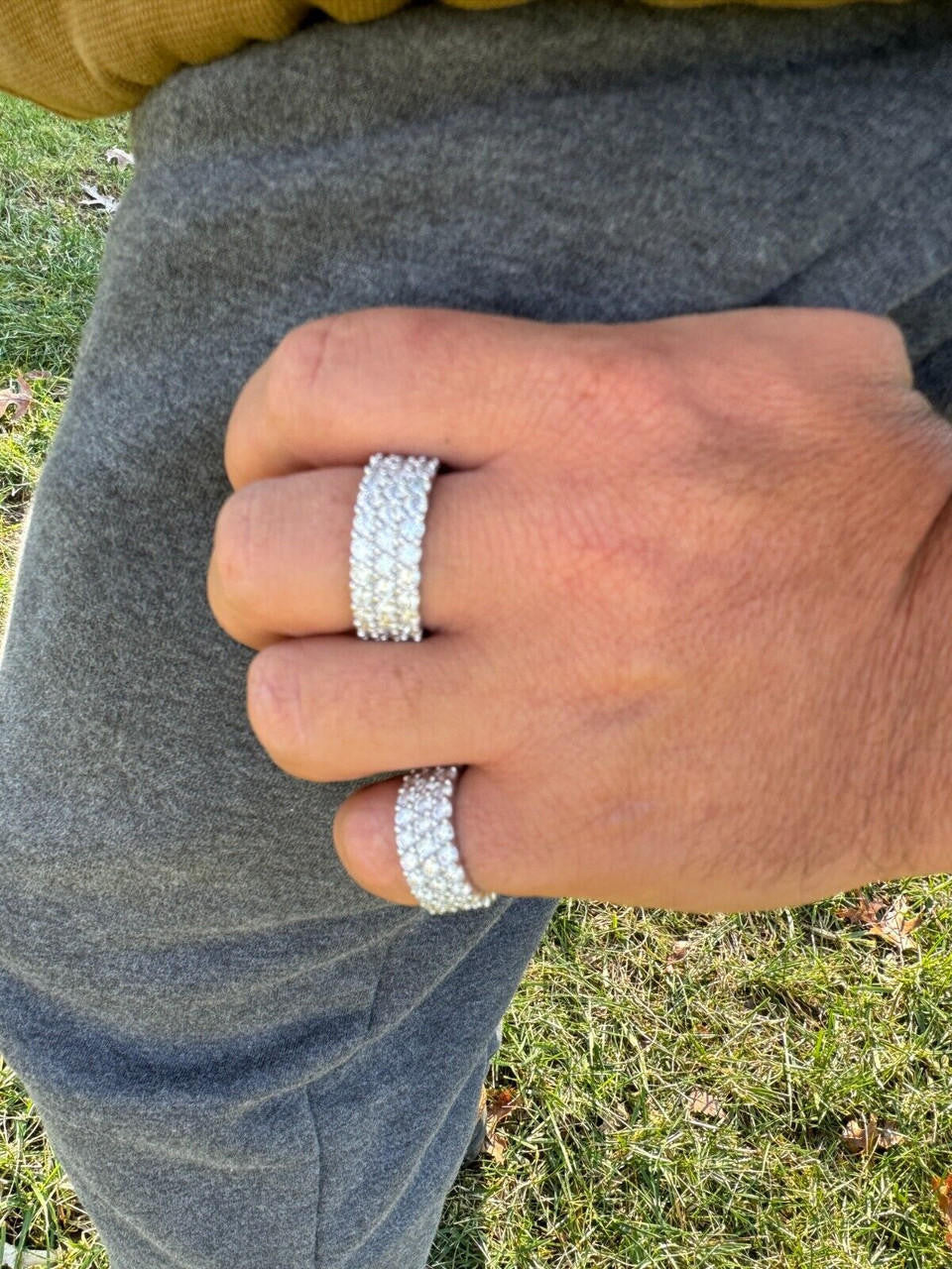 Moissanite Three Paths Iced Out Eternity Band Ring - 925 Silver