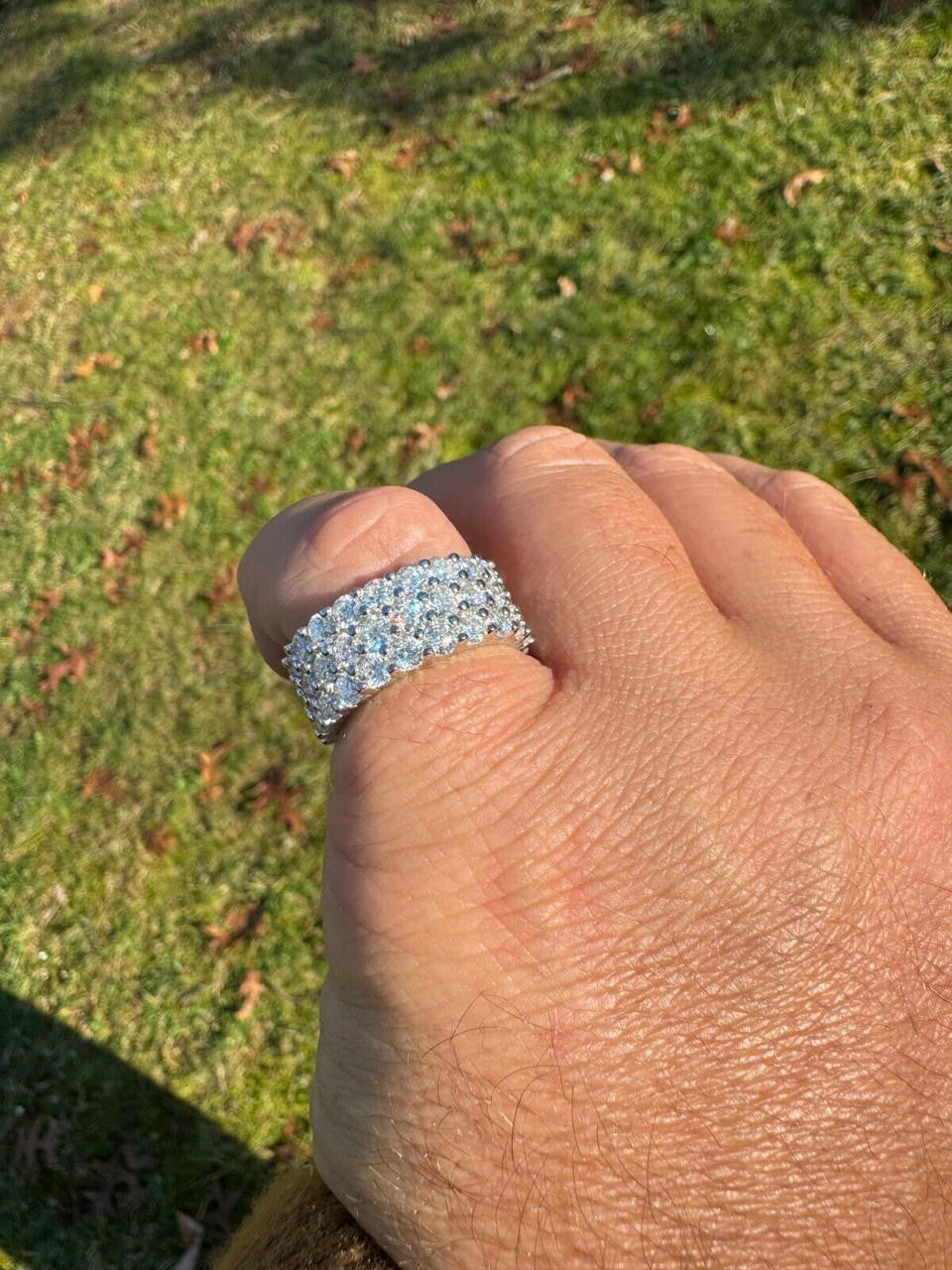 Moissanite Three Paths Iced Out Eternity Band Ring - 925 Silver